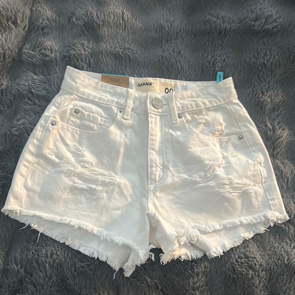 Garage Women's White Distressed Denim Festival Shorts